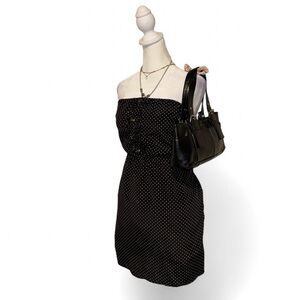 Elegant Black Polka Dot Strapless Dress